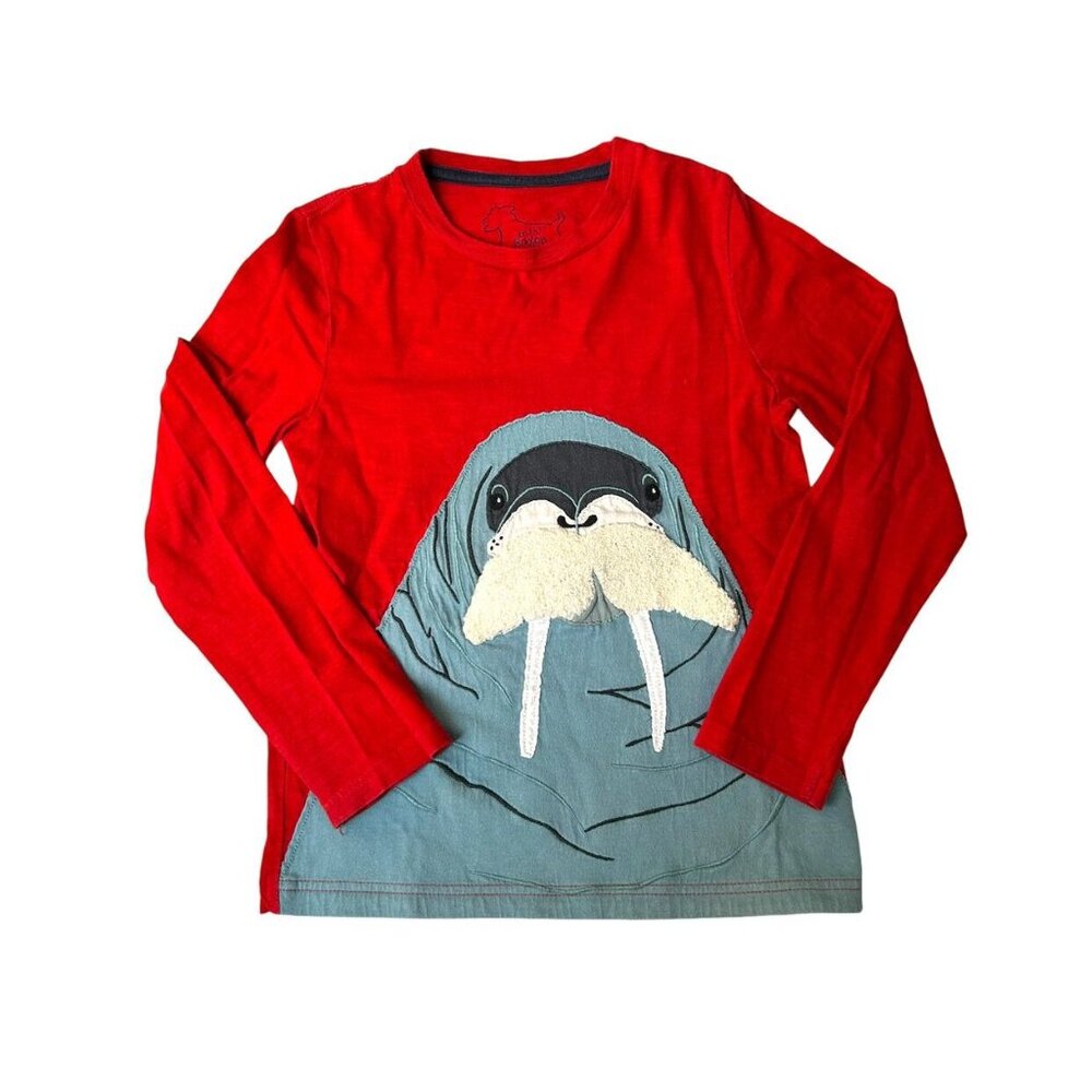 Mini Boden Appliqué Walrus Long Sleeve Tee Size 7-8